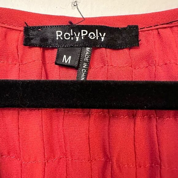 Roly Poly Womens Blouse Pullover Top Long Sleeve Pleated V-Neck Burnt Orange Med - Picture 2 of 6